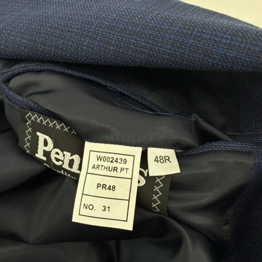 Bespoke Blue Prince of Wales Wool Blazer Sport Coat Reda 1865 Italian Fabric 48R